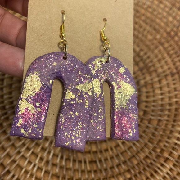 Love the purple sparkle in these 😍 fun handmade polymer clay earrings - Picture 2 of 3